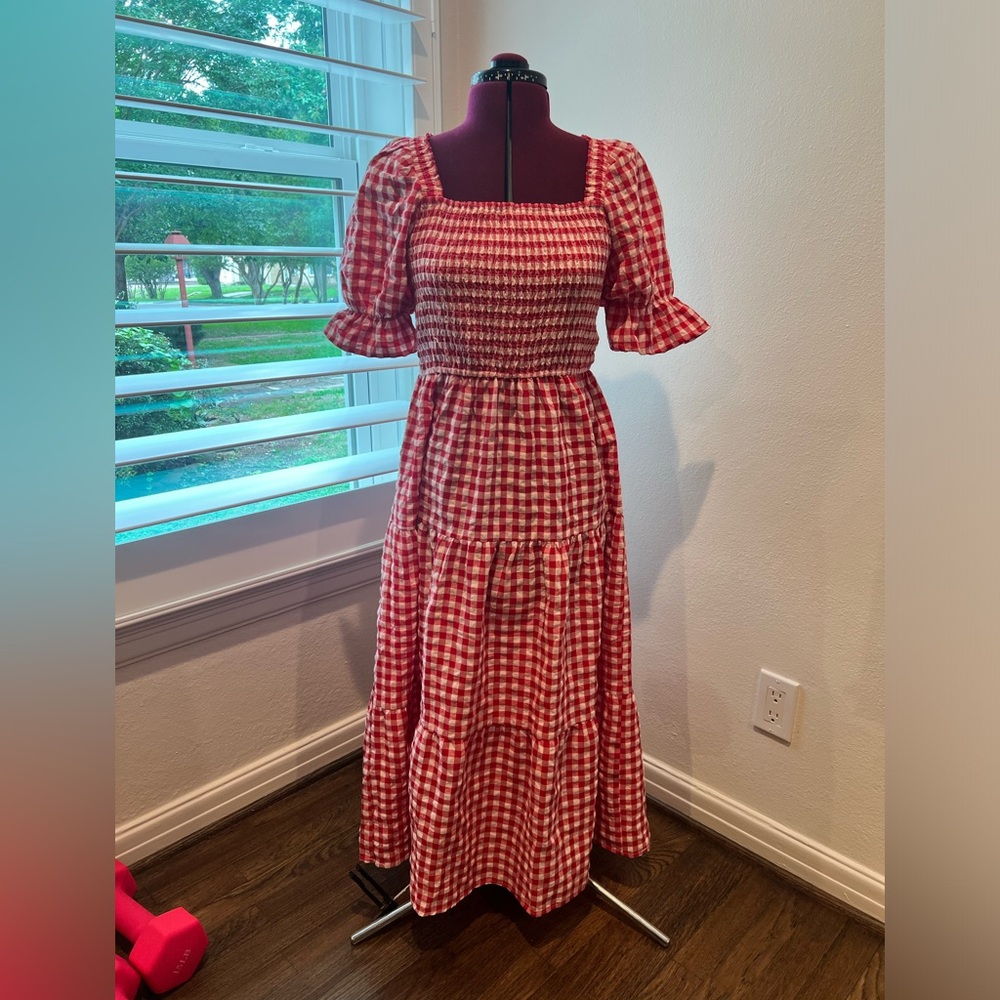 Zesica red & white gingham nap dress